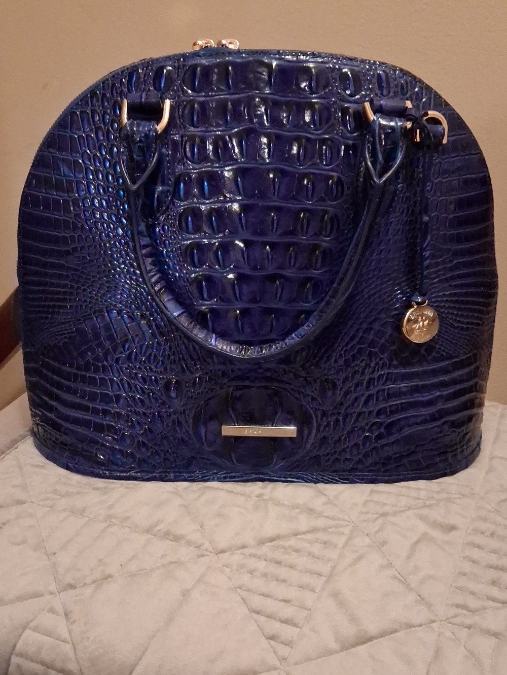 Brahmin Georgina Leather Satchel.deep Blue.